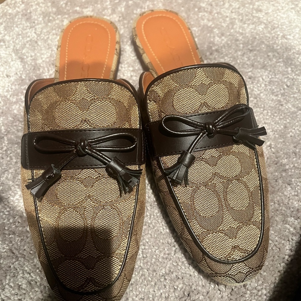 Coach Men's Tan and Brown Slip-On Loafers
